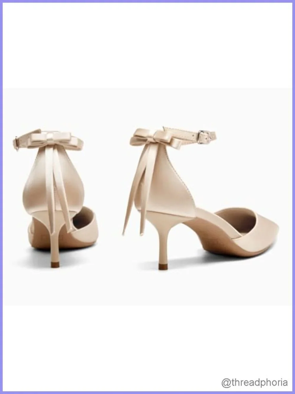 Coutgo Women's Kitten Heel Pumps Pointed Toe Ankle Strap Bow Dress Shoes